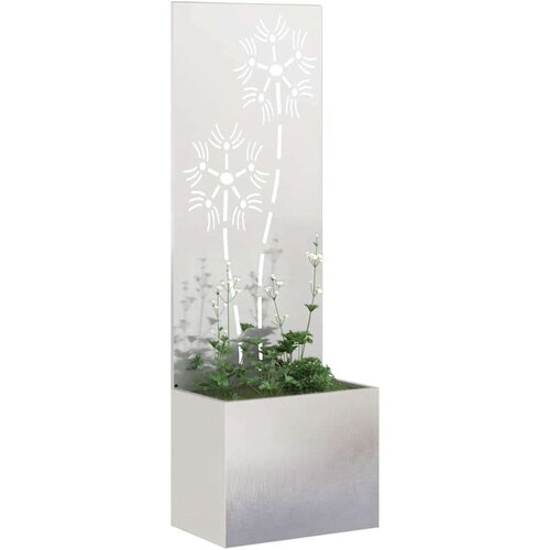 VidaXL Vrtni Sadič s Dekorativnom Pločom Srebrna 50 x 140 cm Slike