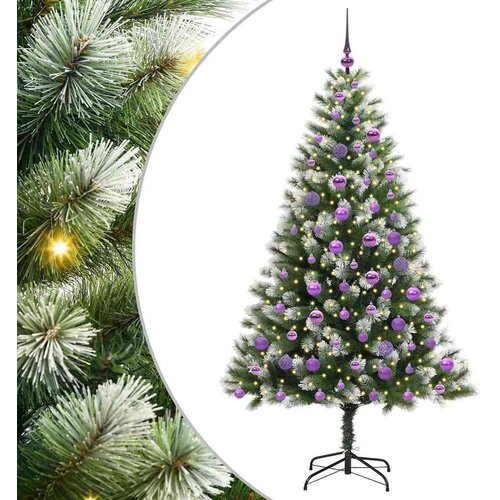 VidaXL Umjetna jelka s pantenom i pahuljicama Zelena i bijela 180 cm Slike