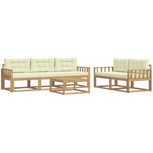  Set vanjskih sofa s jastukom 6 pcs Bijela i krem Slike