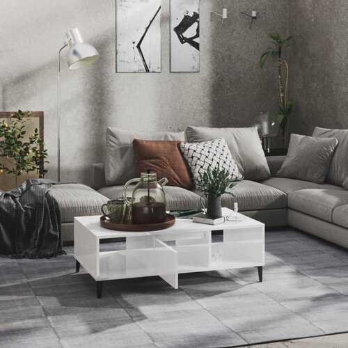  Stolić za kavu sjajni bijeli 103,5x60x35 cm konstruirano drvo Slike