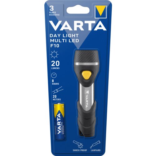 Varta led džepna svjetiljka day light multi led F10 baterijski pogon 20 lm 90 g crna/srebrna Slike