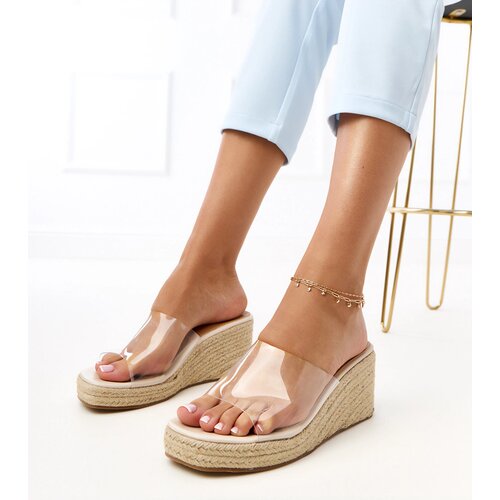 Gemre Transparent wedge espadrille slides Felicity Cene