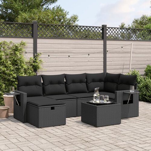 vidaXL 7-dijelni set vrtnih sofa od poliratana s jastucima crni Cijene