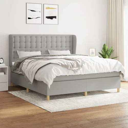  Box spring postelja z vzmetnico svetlo siva 180x200 cm blago, (20788820)
