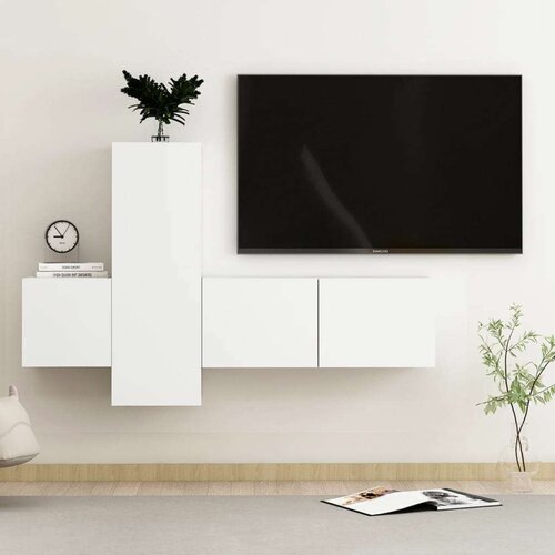  3-dijelni set TV ormarića bijeli od iverice Slike