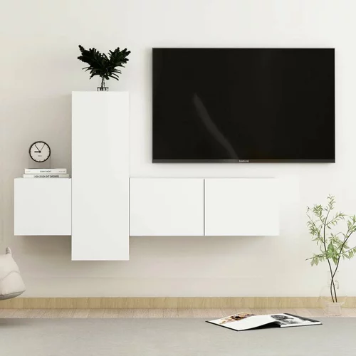  Komplet TV omaric 3-delni bela iverna plošča, (20913828)