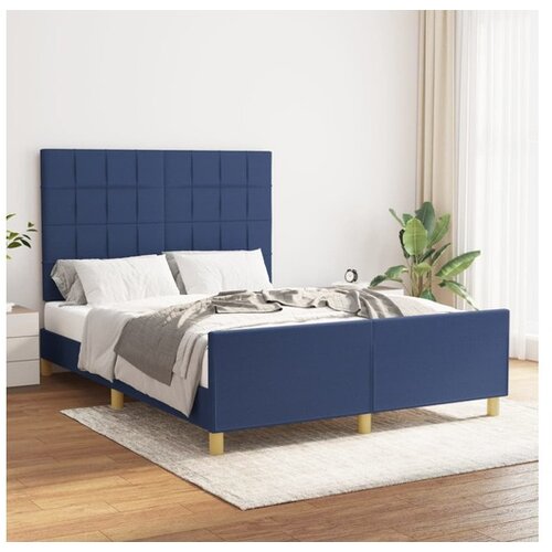 VidaXL Posteljni okvir z vzglavjem moder 140x190 cm blago Slike