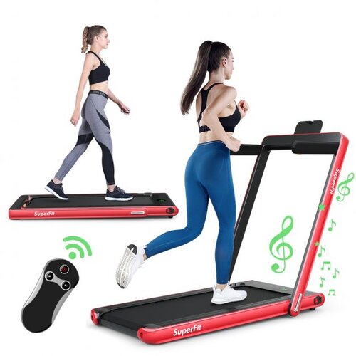 2 u 1 sklopiva traka za trčanje, prijenosna električna traka za trčanje - do 120 kg (crvena) Cijene