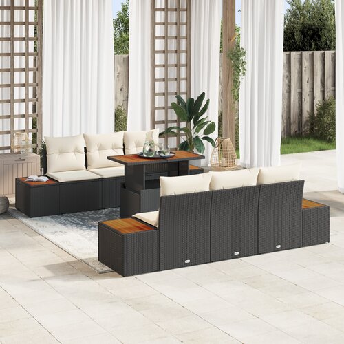 vidaXL set od 7 komada vrtnih sofa s jastučićima crni poli ratan Cijene