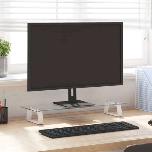 vidaXL Stalak za monitor bijeli 60 x 20 x 8 cm kaljeno staklo i metal Cene