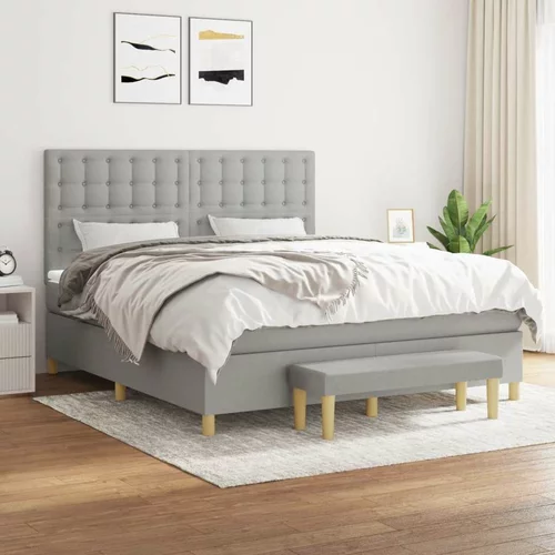  Box spring postelja z vzmetnico svetlo siva 180x200 cm blago, (20788821)