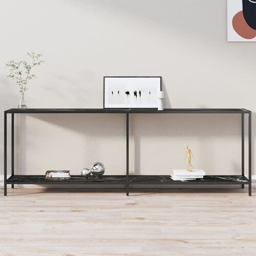 The Living Store Konzolna mizica črna 220x35x75,5 cm kaljeno steklo - Konzolna Mizica, (21662538) Cene