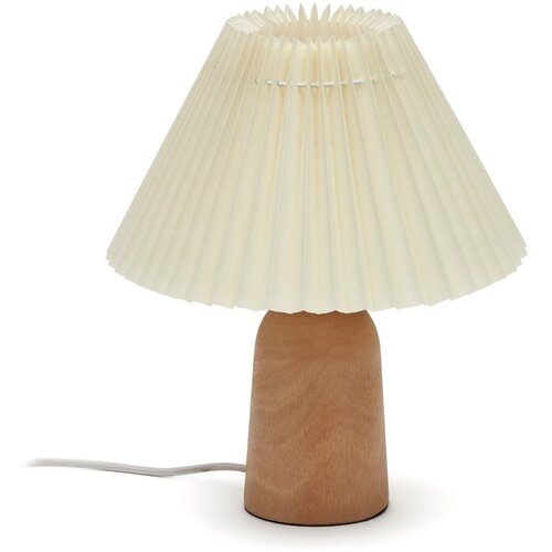 Kave Home Bež/u prirodnoj boji stolna lampa od masivnog kaučuka s tekstilnim sjenilom (visina 33 cm) Benicarlo – Cijene