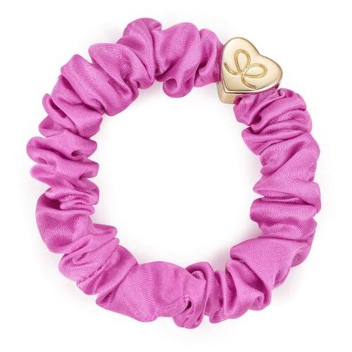 By Eloise London Silk Scrunchie Gold Heart Bubblegum Pink gumice za kosu Slike