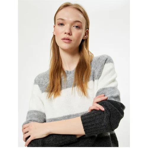 Koton Knitwear Sweater Crew Neck Long Sleeve Color Blocked