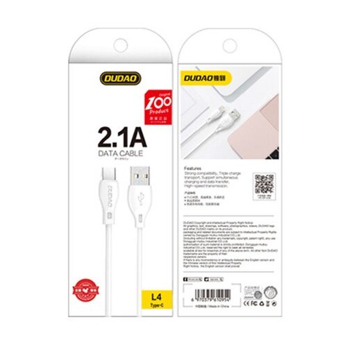 Dudao USB kabel - USB-C 2.1A 1m bel, (21980545) Cene