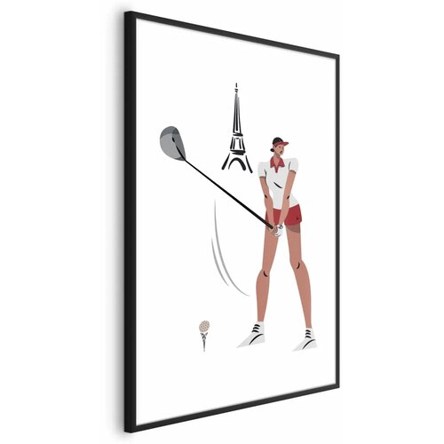  Plakat - Illustration of a Female Golfer with the Eiffel Tower in the Background 40x60 Crni okvir Cene