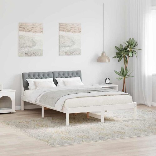  Okvir kreveta s uzglavljem Bijela i svijetlosiva 135 x 190 cm Cijene