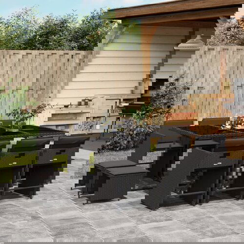 vidaXL 11-dijelni vrtni blagovaonski set s jastucima poliratan crni Cijene