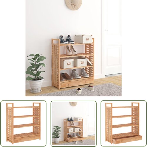The Living Store Regal za čevlje s predalom 70x27x81 cm trdna orehovina - Regal Za Čevlje, (21744455) Cene