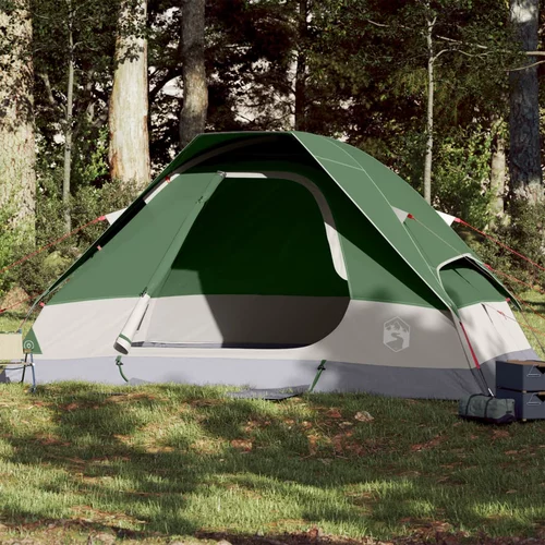 vidaXL Družinski šotor za 6 oseb zelen vodoodporen