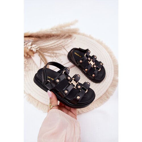 Boto Girls sandals with golden detail black Lunessa Cene