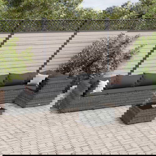 vidaXL 7-dijelna vrtna garnitura od poliratana s jastucima siva Cene