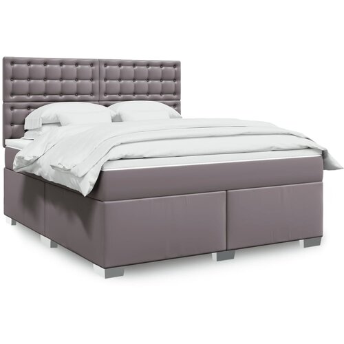 vidaXL Box spring postelja z vzmetnico siva 180x200 cm umetno usnje Cene