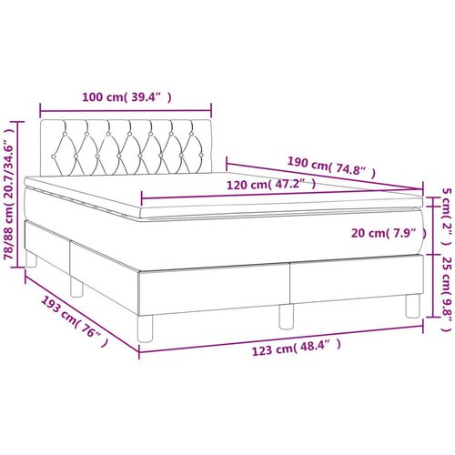  Krevet s oprugama i madracem LED tamnozelenim 120x190 cm bar&amp;scaron;un Slike