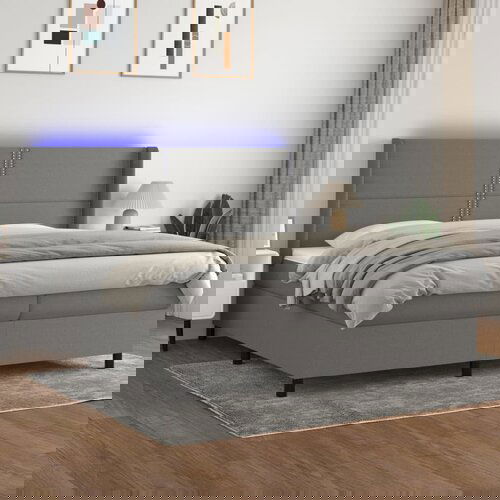 The Living Store Box spring postelja z vzmetnico LED temno siva 200x200 cm blago - Box Spring Postelja, (21521042) Slike