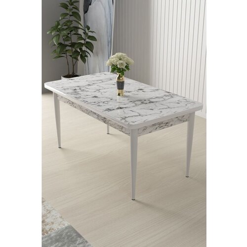 Hanah home Nil - White Marble, White White MarbleWhite Dining Table Cene