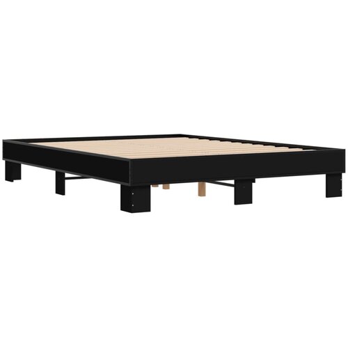  Okvir za krevet crni 150x200 cm konstruirano drvo i metal Slike