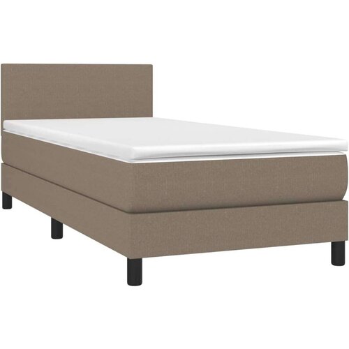  Krevet box spring s madracem LED smeđesivi 90x200 cm tkanina Slike