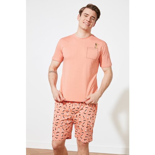Trendyol Light Dried Rose Print Detailed Pajamas Set Slike