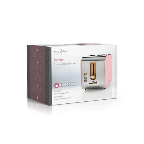 Nedis Toaster 2 Wide Slots Soft-Touch Pink toster Slike