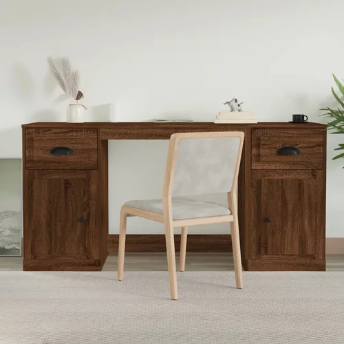 vidaXL Pisalna miza z omaricami rjavi hrast inženirski les