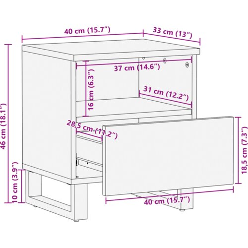  Noćni ormarići s ladicama 2 pcs Bijela i crna 40 x 33 x 46 cm Slike