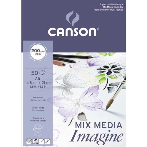 Canson Skicirka Mixed Media Imagine A5 200 g, 50 listna, (22005484) Slike