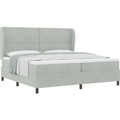 vidaXL Box Spring postelja z vzmetnico Svetlo siva 200x200 cm Žamet Cene