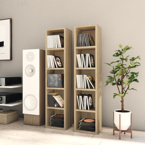 VidaXL Ormarići za CD-ove 2 kom boja hrasta 21x16x93,5 cm od iverice Slike
