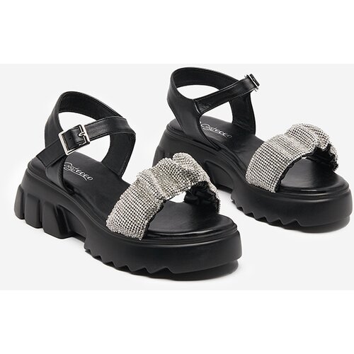 Resti Black women&amp;#039;s sandals with cubic zirconias Pokio- Footwear Slike