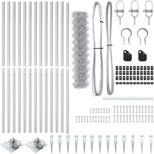 VidaXL Ograda od čelične mreže s 13 anker postova 1,2 x 25 m Galvanizirani čelik Slike