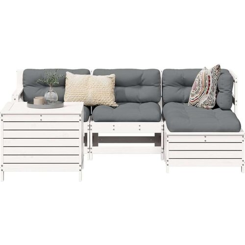  5-dijelni set vrtnih sofa bijeli od masivne borovine Cene