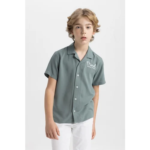 Defacto Boy's Oversize Fit Polo Neck Viscose Short Sleeve Shirt