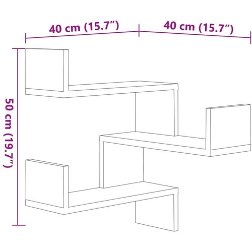 VidaXL Stenske kotne police 2 kosa betonsko sive 40x40x50cm iverna pl., (20620346) Slike