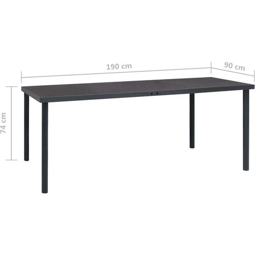  Vrtni blagovaonski stol antracit 190 x 90 x 74 cm čelični Slike