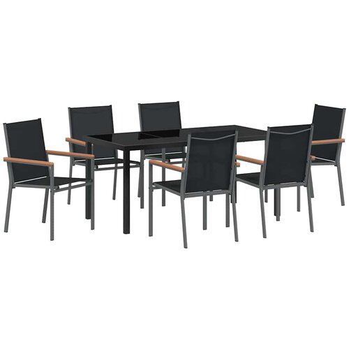  Vrtni set za objed 7 pcs Crna Čelik s prahom Slike