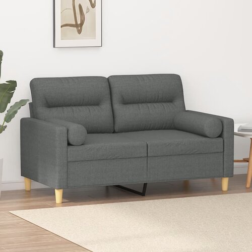 vidaXL Kavč dvosed z blazinami temno siv 120 cm blago Cene