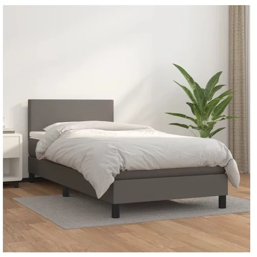 vidaXL Box spring postelja z vzmetnico siva 80x200 cm umetno