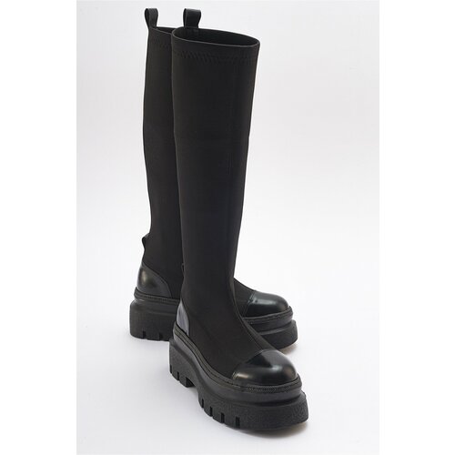 LuviShoes CELINE Women's Black Scuba Thick Soled Boots Slike